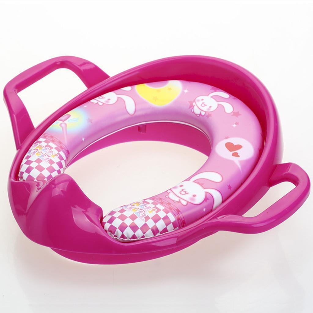 Soft Padded Potty Training Seat Kids Baby Toilet With Handles Rose Red