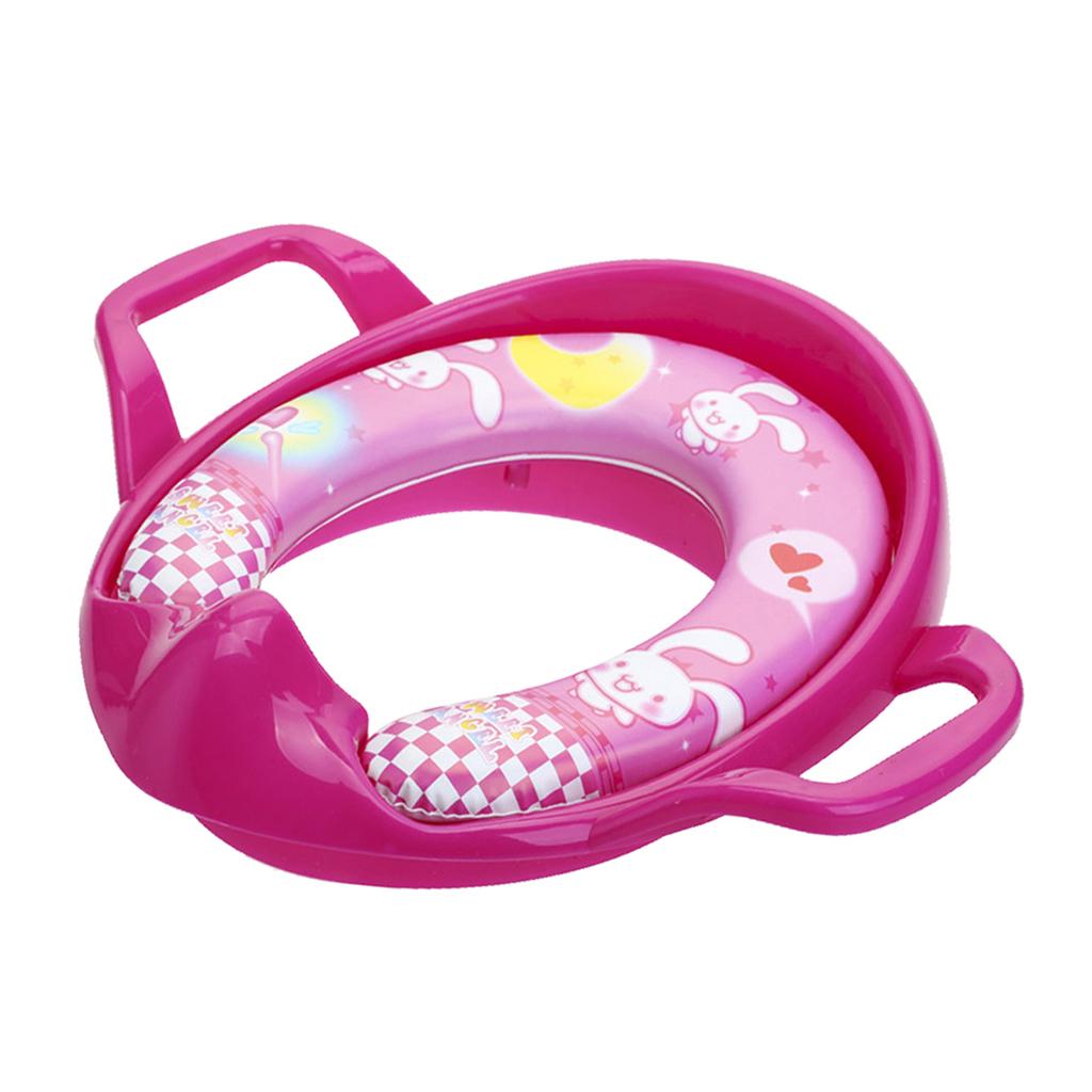 Soft Padded Potty Training Seat Kids Baby Toilet With Handles Rose Red