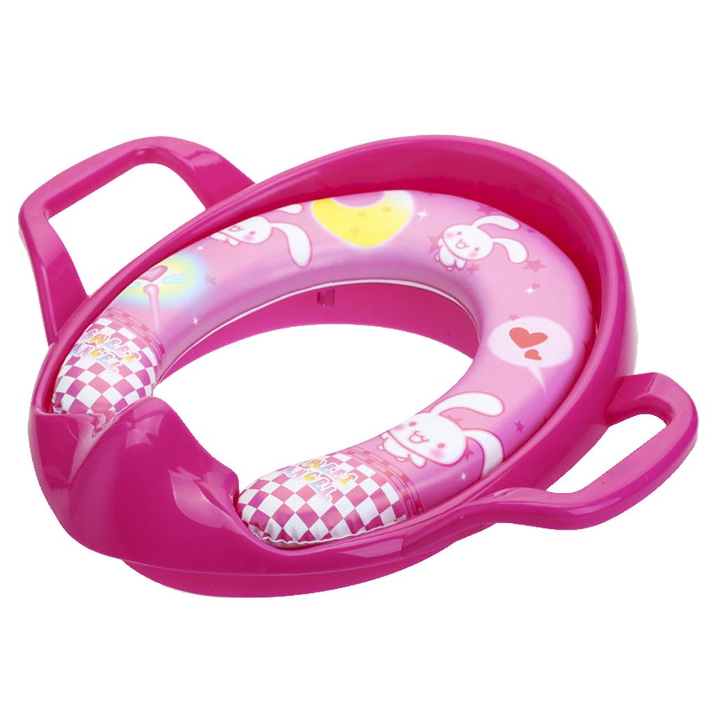 Soft Padded Potty Training Seat Kids Baby Toilet With Handles Rose Red