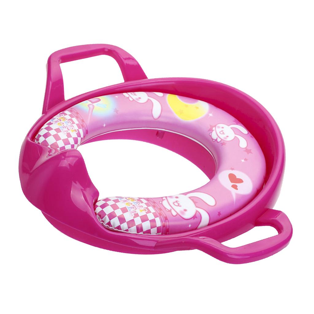 Soft Padded Potty Training Seat Kids Baby Toilet With Handles Rose Red