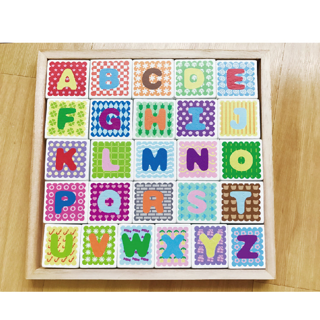 Wooden Digital Numbers & Alphabet Jigsaw Puzzle Blocks Kids Education Toy