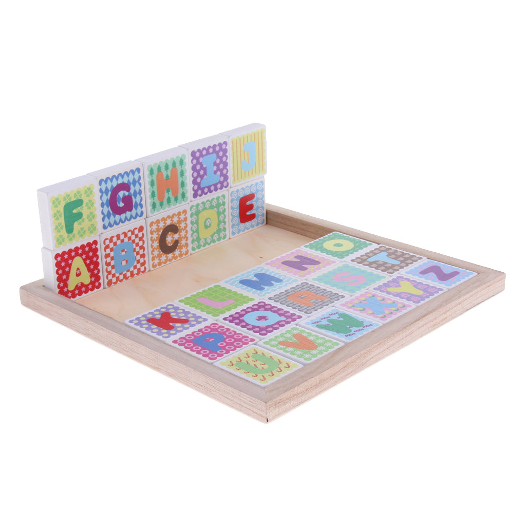 Wooden Digital Numbers & Alphabet Jigsaw Puzzle Blocks Kids Education Toy