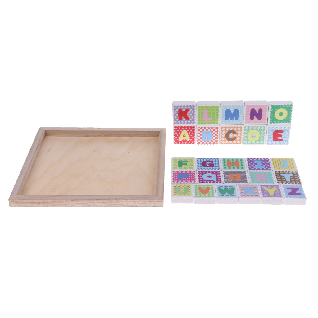 Wooden Digital Numbers & Alphabet Jigsaw Puzzle Blocks Kids Education Toy