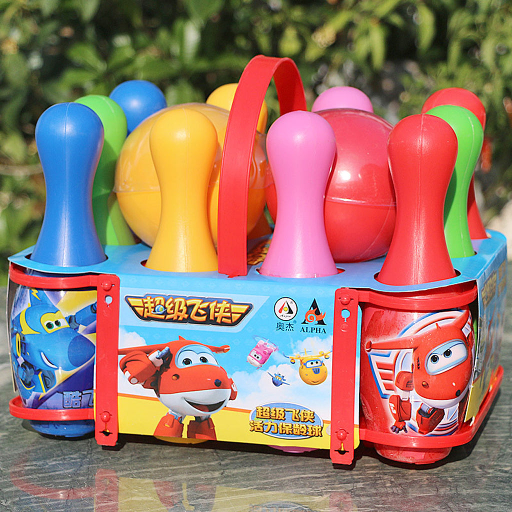 Super Wings Animation Bowling Ball Skittle Sports Game Toy Kids Indoor Fun