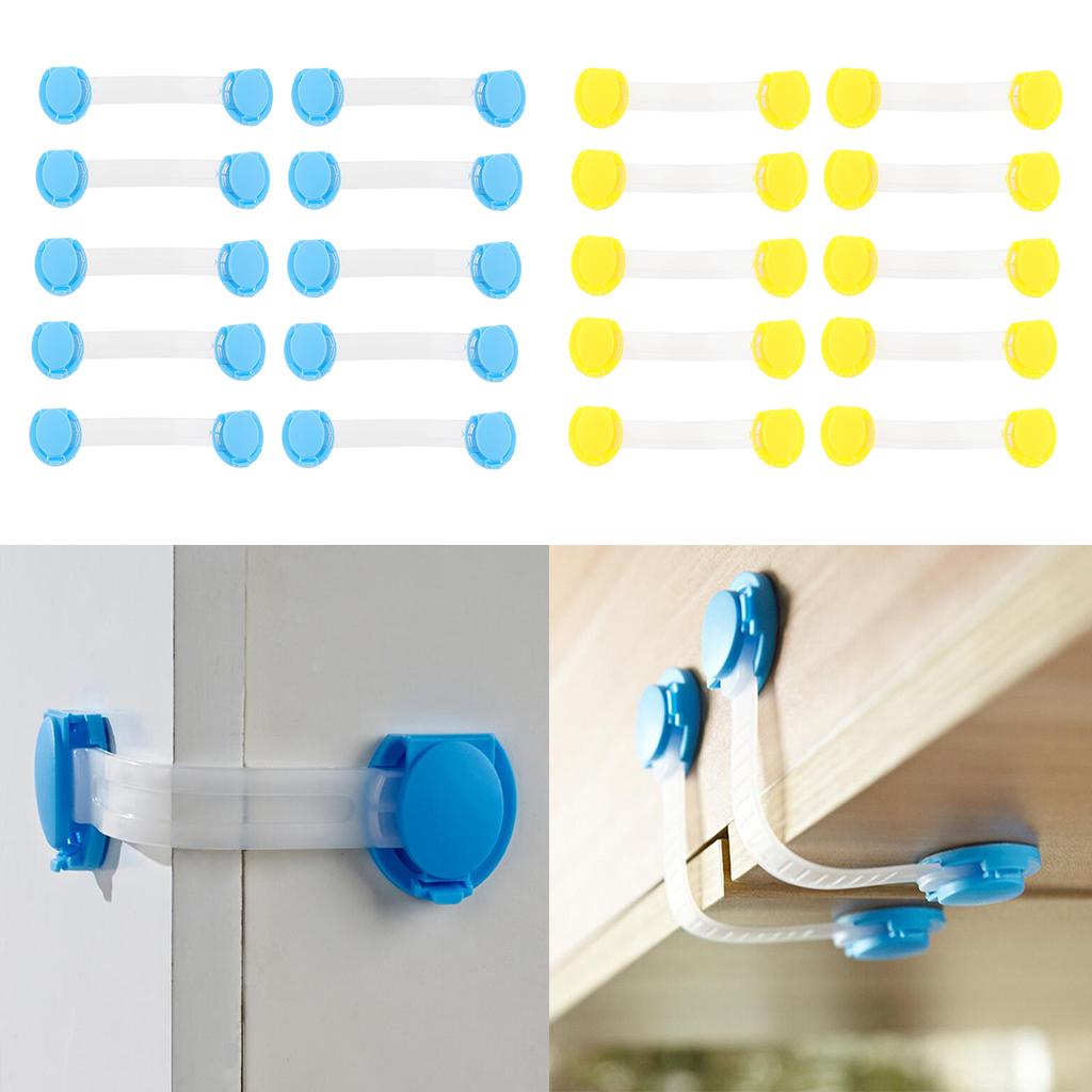 10Pcs Multi-Functional Baby-Proof Safety Lock for Cabinets Drawers Yellow