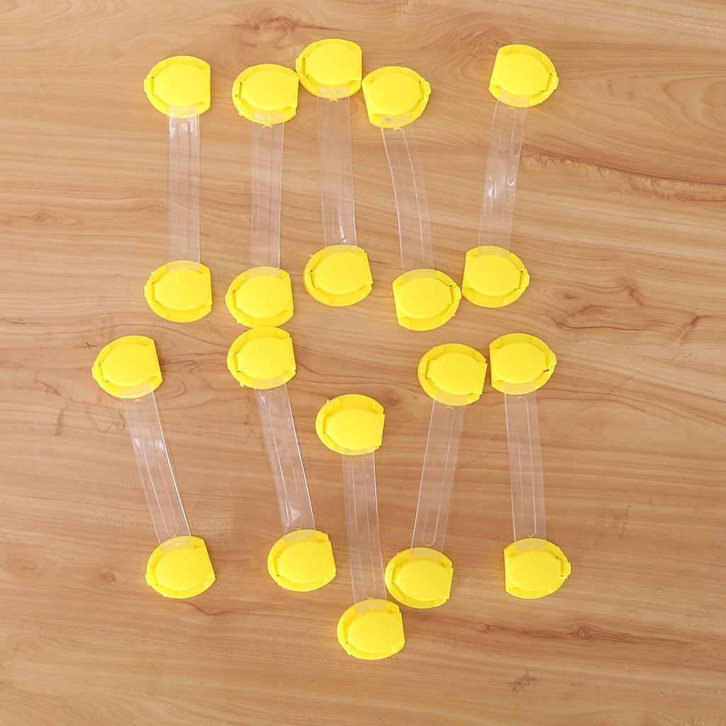 10Pcs Multi-Functional Baby-Proof Safety Lock for Cabinets Drawers Yellow