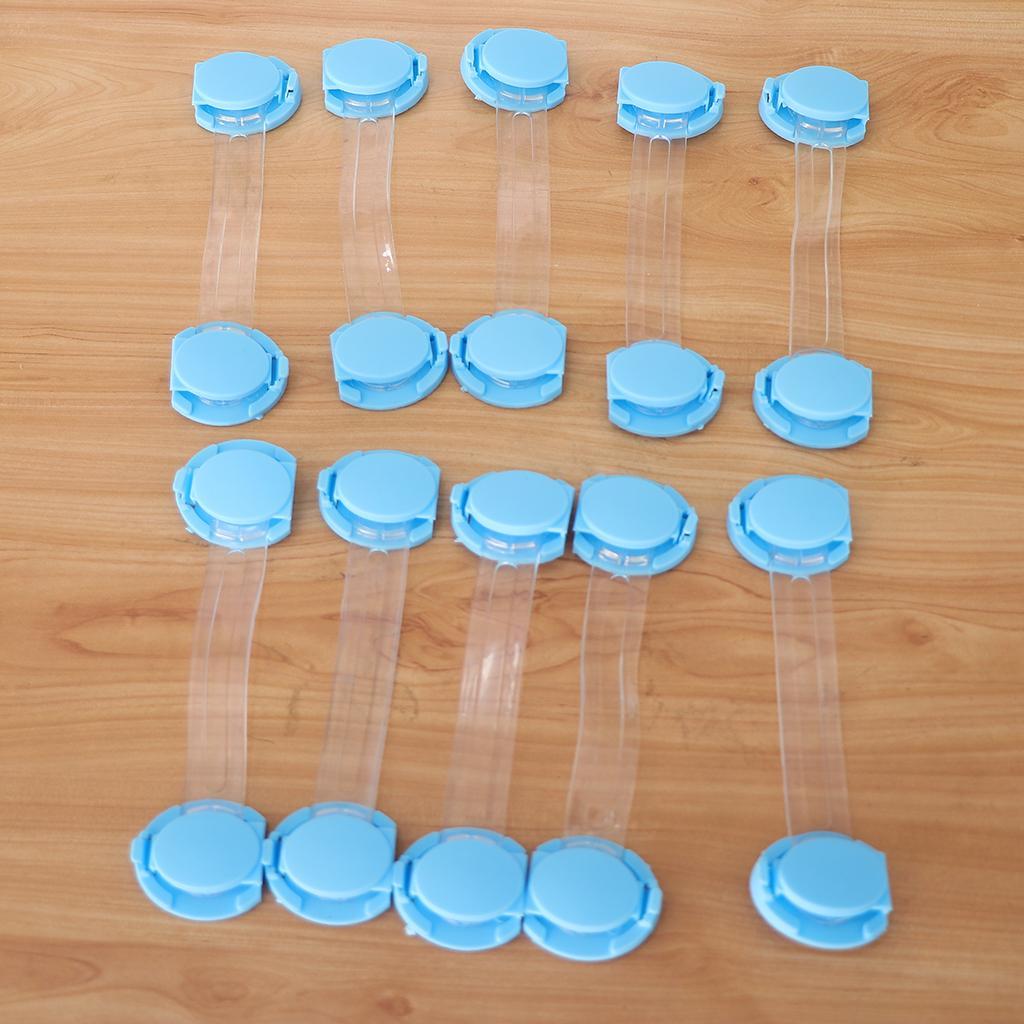 10Pcs Multi-Functional Baby-Proof Safety Lock for Cabinets Drawers Blue