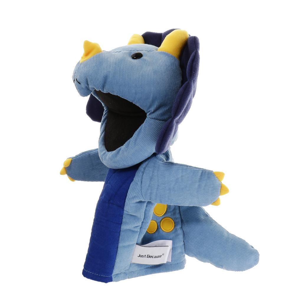 Soft Cloth T-Rex Dinosaur Doll Hand Puppet with Movable Mouth Kids Toy Blue