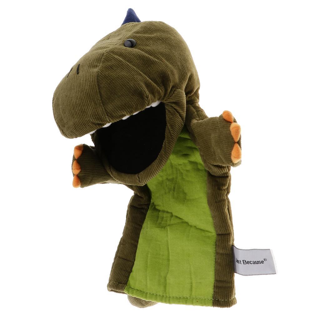 Soft Cloth T-Rex Dinosaur Doll Hand Puppet with Movable Mouth Kids Toy Green