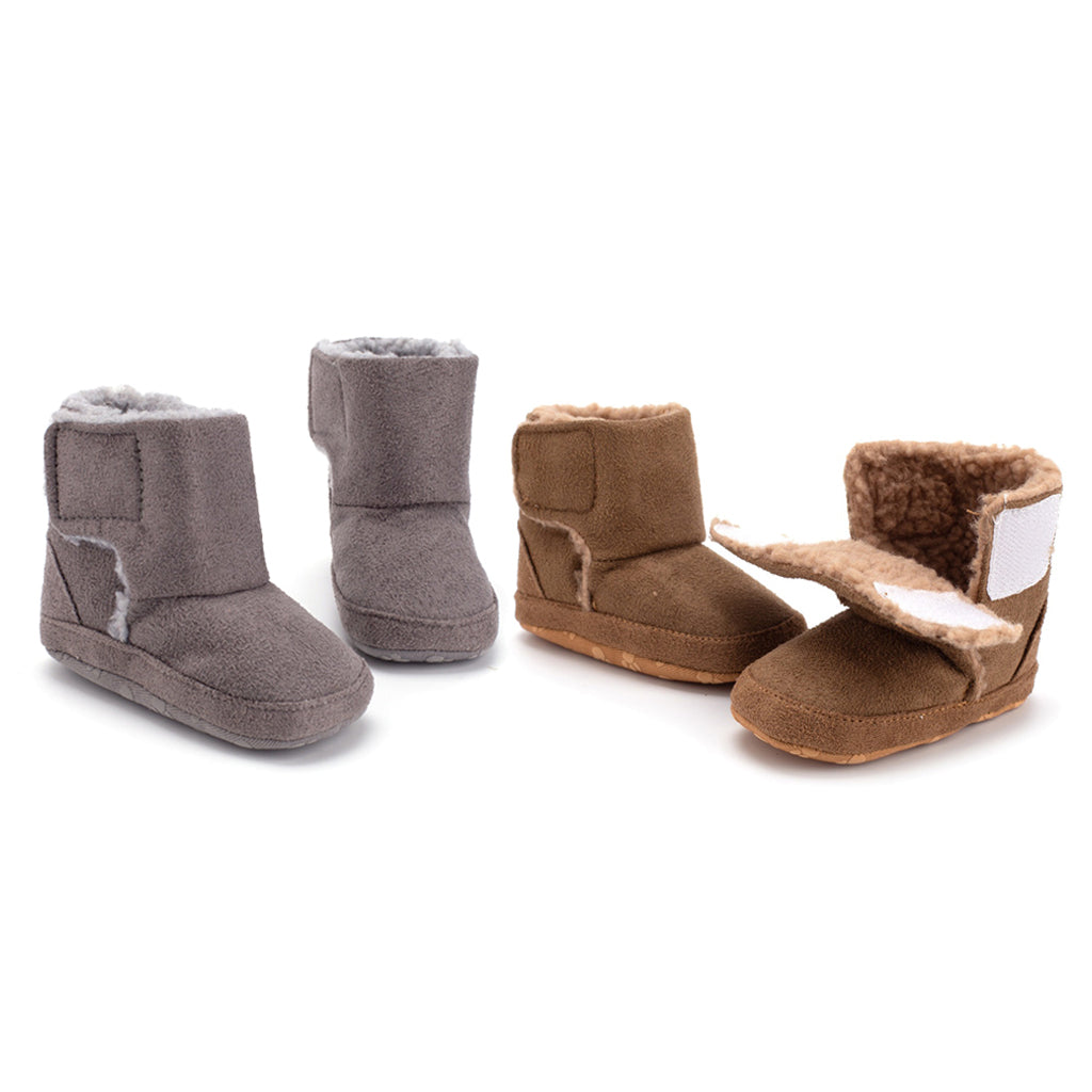 Winter Kids Cotton Shoes Non-Slip Warm Baby Boots  Brown for 3-6 months