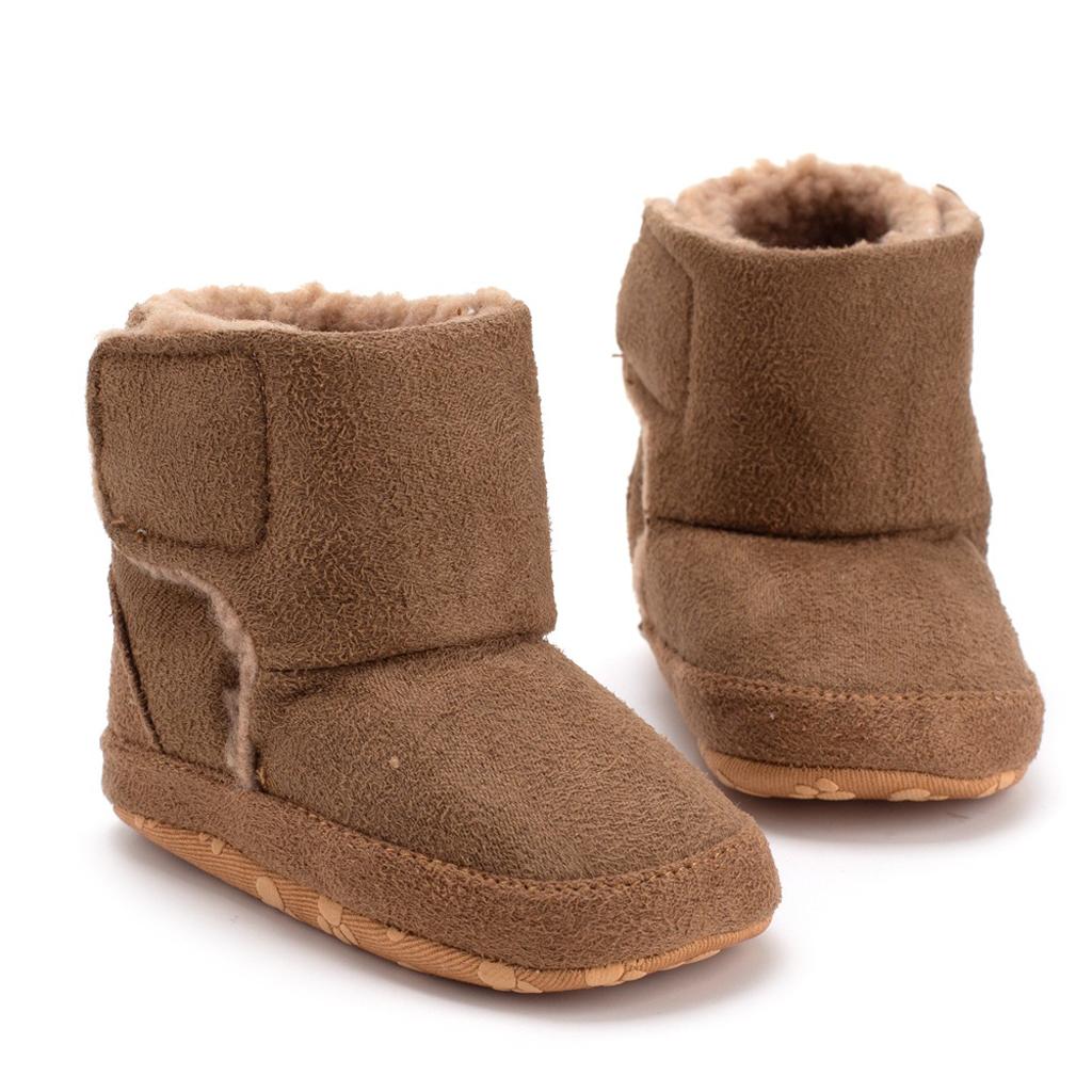 Winter Kids Cotton Shoes Non-Slip Warm Baby Boots  Brown for 6-9 months