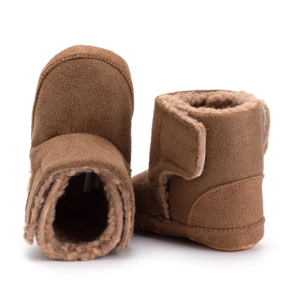 Winter Kids Cotton Shoes Non-Slip Warm Baby Boots  Brown for 6-9 months