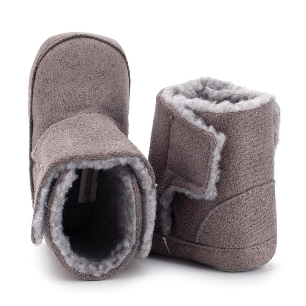 Winter Kids Cotton Shoes Non-Slip Warm Baby Boots  Gray for 3-6 months