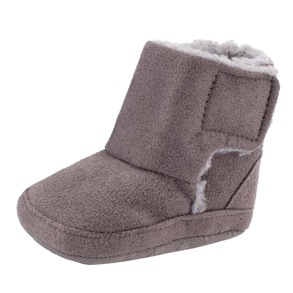 Winter Kids Cotton Shoes Non-Slip Warm Baby Boots  Gray for 3-6 months