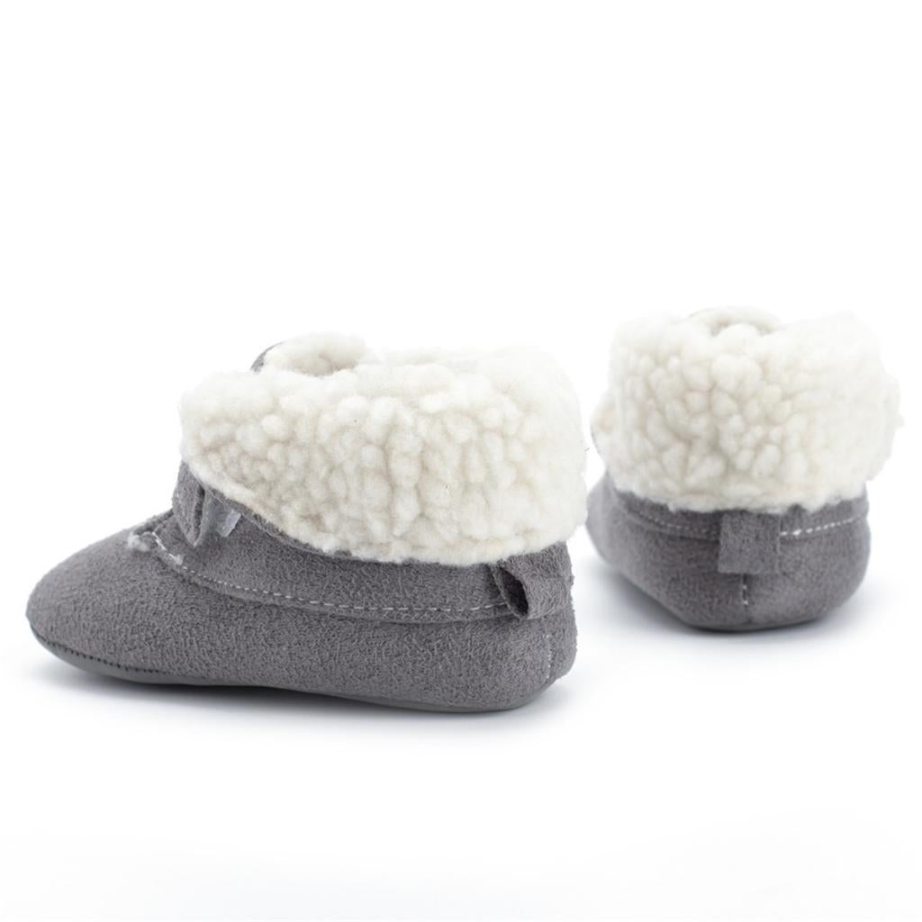 Warm Soft Baby Shoes Winter Baby Cotton Boots  Gray for 3-6 months