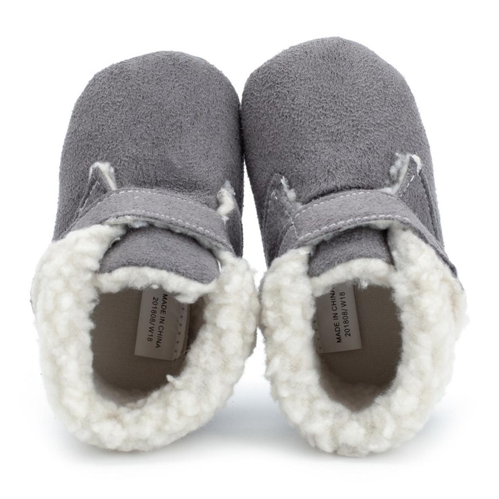 Warm Soft Baby Shoes Winter Baby Cotton Boots  Gray for 3-6 months