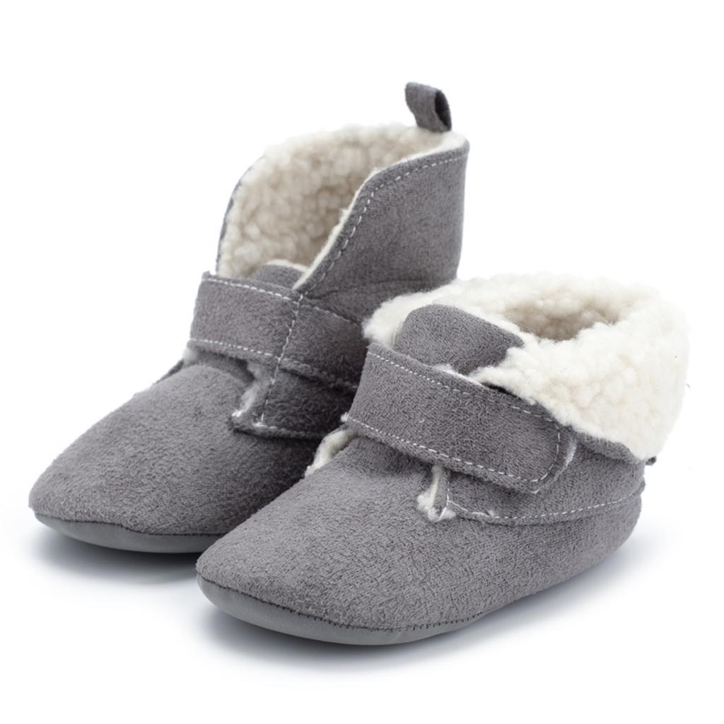 Warm Soft Baby Shoes Winter Baby Cotton Boots  Gray for 3-6 months