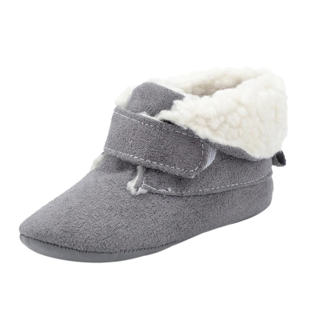 Warm Soft Baby Shoes Winter Baby Cotton Boots  Gray for 6-9 months