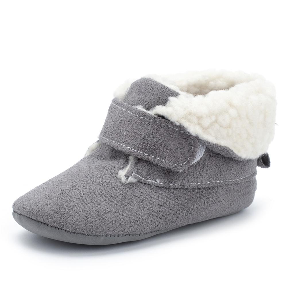 Warm Soft Baby Shoes Winter Baby Cotton Boots  Gray for 6-9 months