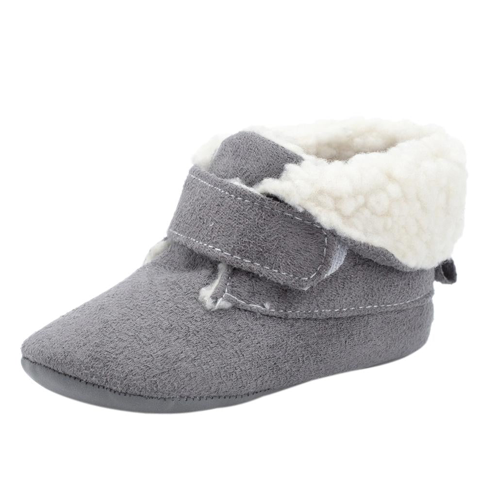 Warm Soft Baby Shoes Winter Baby Cotton Boots  Gray for 6-9 months