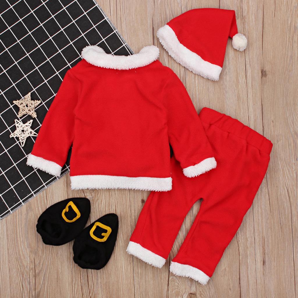 Infant Boys Girls Santa Claus Costume Set Baby Christmas 4pcs Outfit 0-6Months