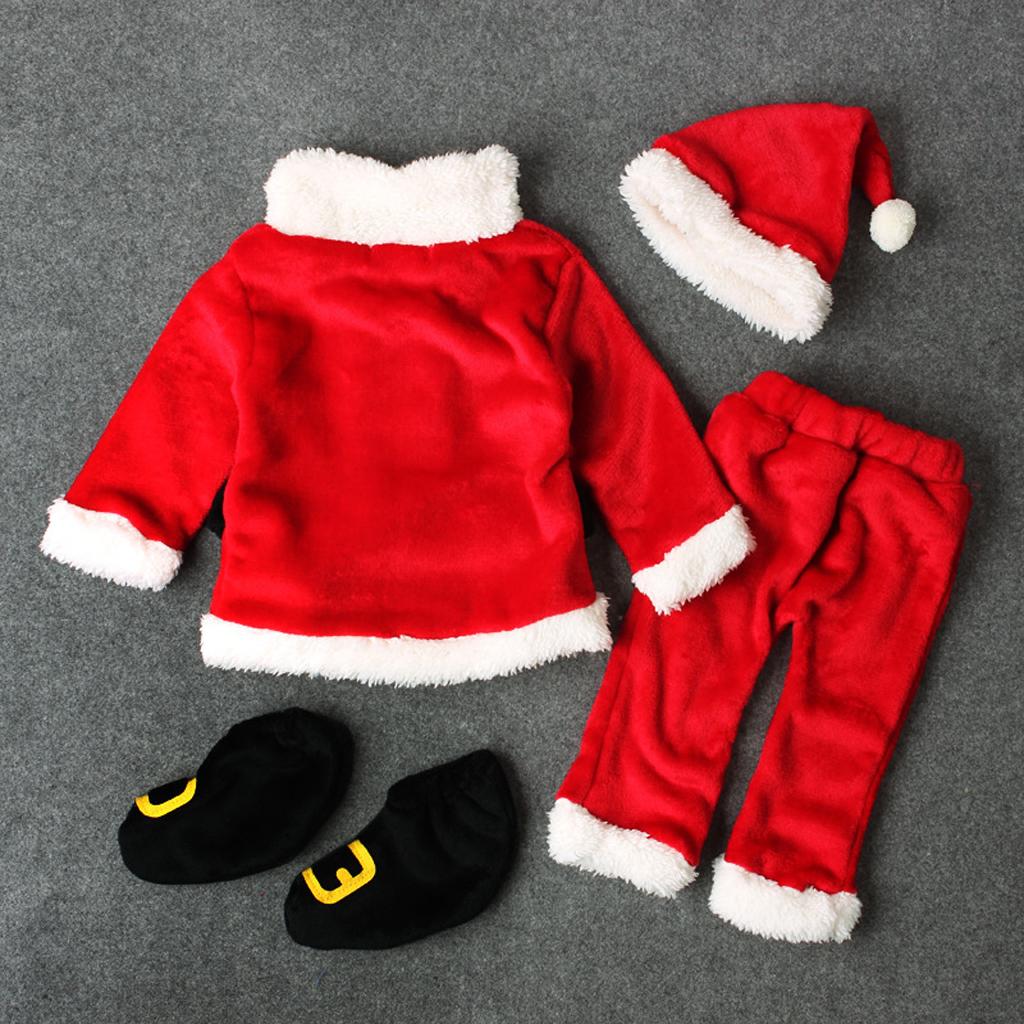 Infant Boys Girls Santa Claus Costume Set Baby Christmas 4pcs Outfit 0-6Months