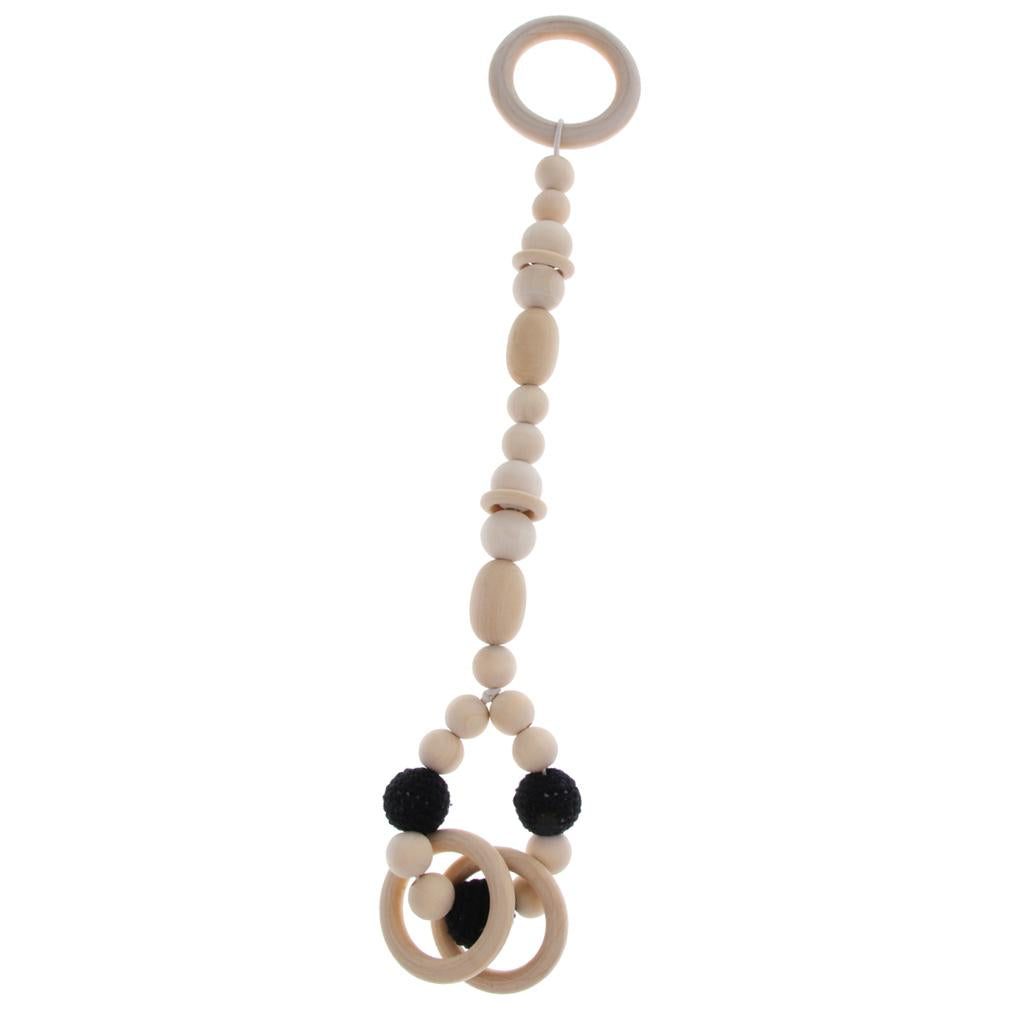 DIY Baby Non-toxic Wooden Rings Silcon Beads Play Gym Stroller Teether Toy A