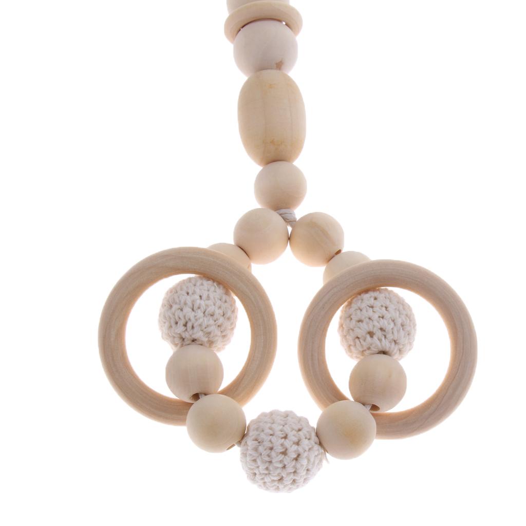 DIY Baby Non-toxic Wooden Rings Silcon Beads Play Gym Stroller Teether Toy B