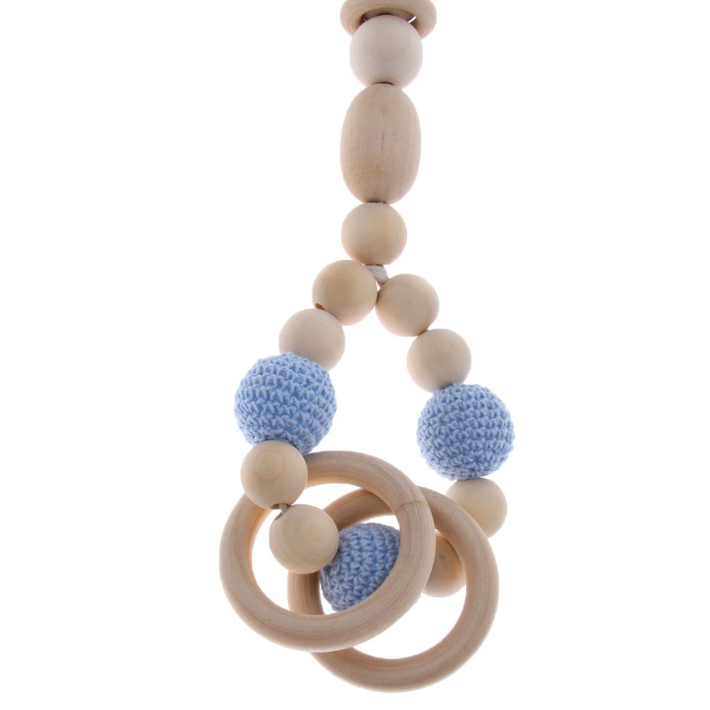 DIY Baby Non-toxic Wooden Rings Silcon Beads Play Gym Stroller Teether Toy C