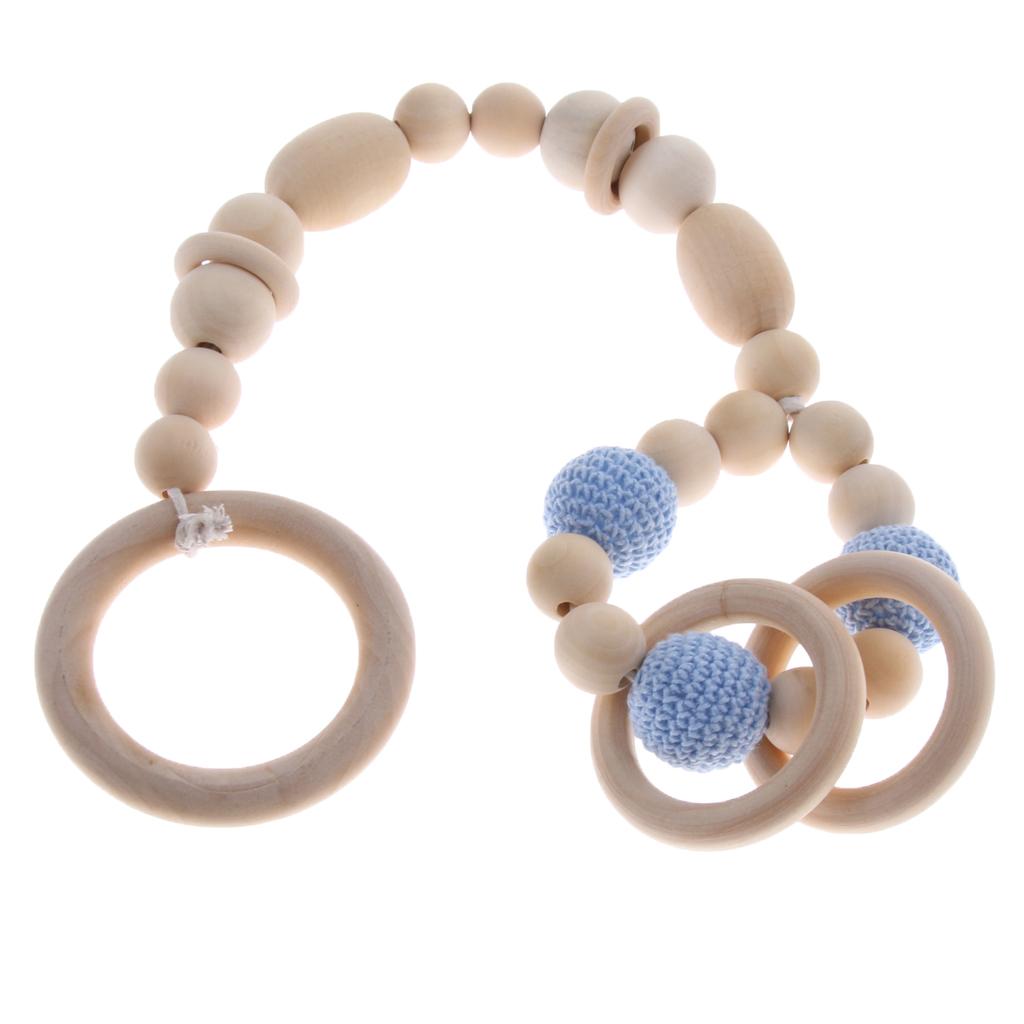 DIY Baby Non-toxic Wooden Rings Silcon Beads Play Gym Stroller Teether Toy C