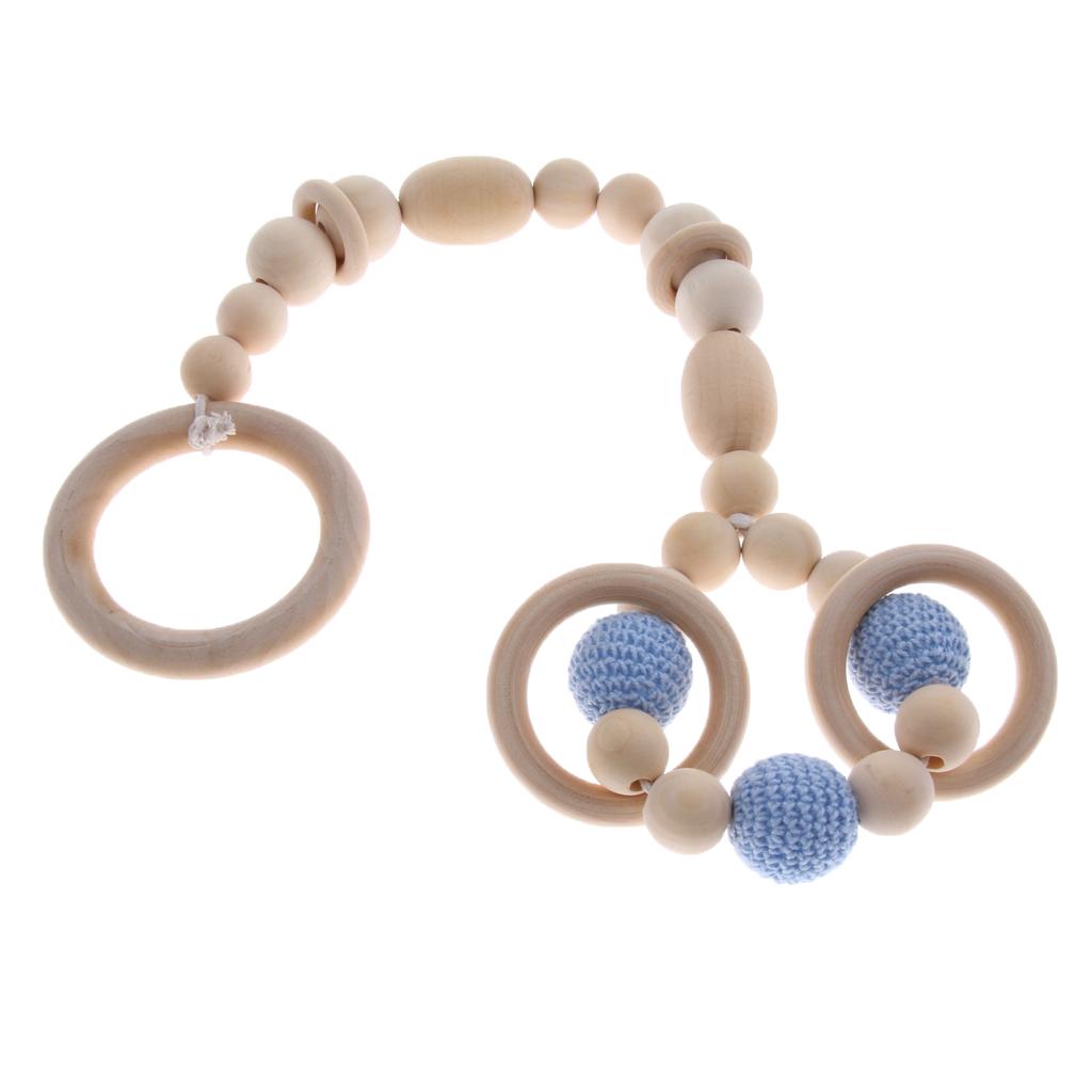 DIY Baby Non-toxic Wooden Rings Silcon Beads Play Gym Stroller Teether Toy C