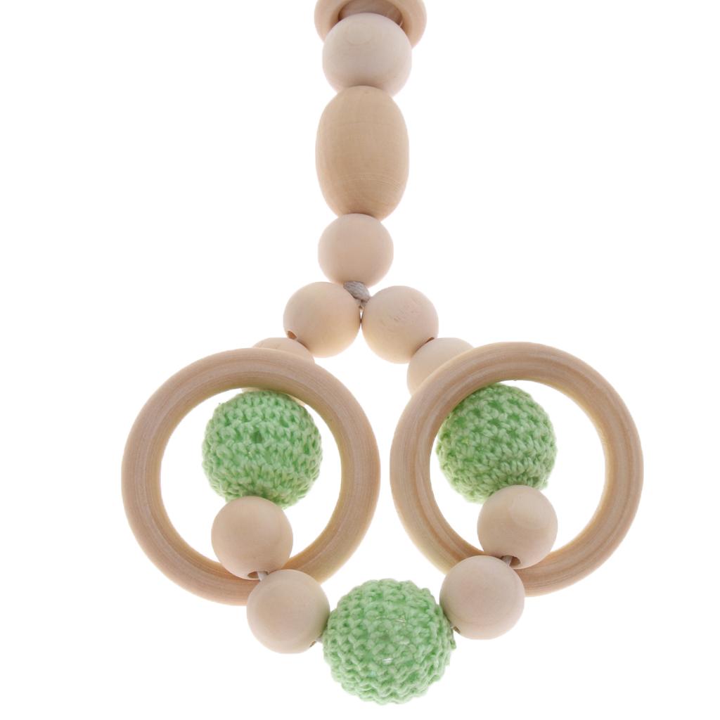 DIY Baby Non-toxic Wooden Rings Silcon Beads Play Gym Stroller Teether Toy E