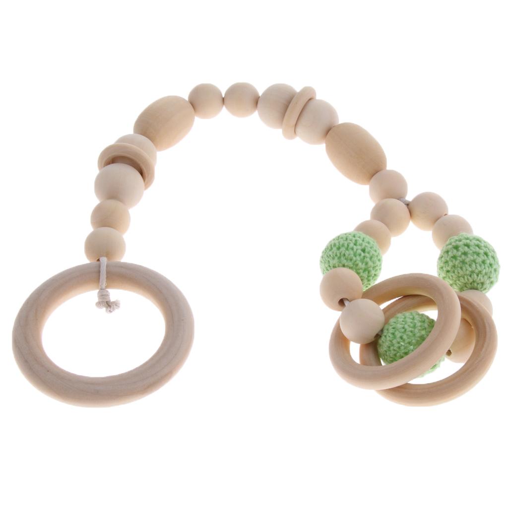 DIY Baby Non-toxic Wooden Rings Silcon Beads Play Gym Stroller Teether Toy E