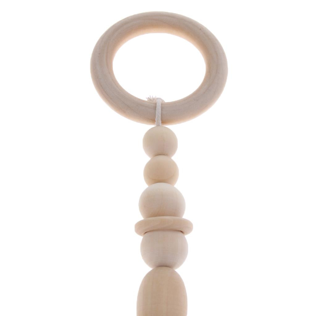 DIY Baby Non-toxic Wooden Rings Silcon Beads Play Gym Stroller Teether Toy E