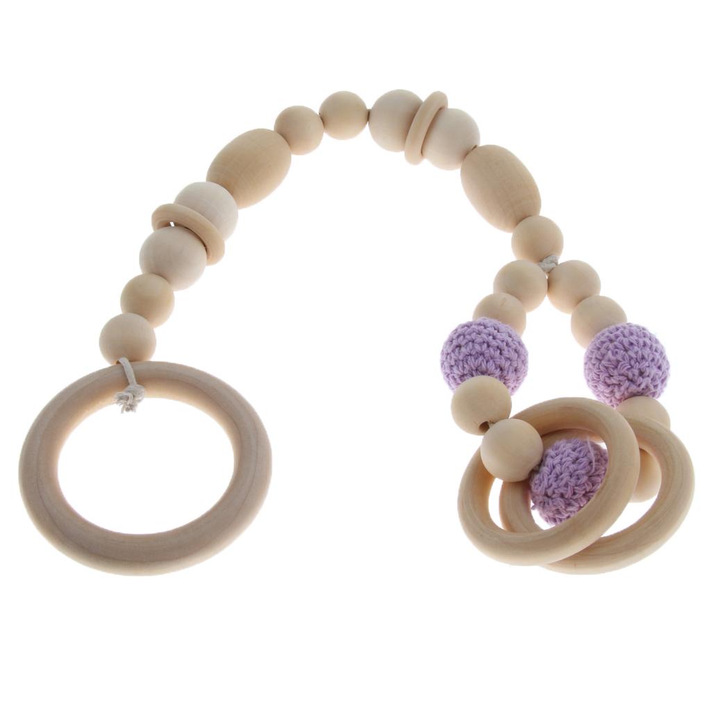 DIY Baby Non-toxic Wooden Rings Silcon Beads Play Gym Stroller Teether Toy F