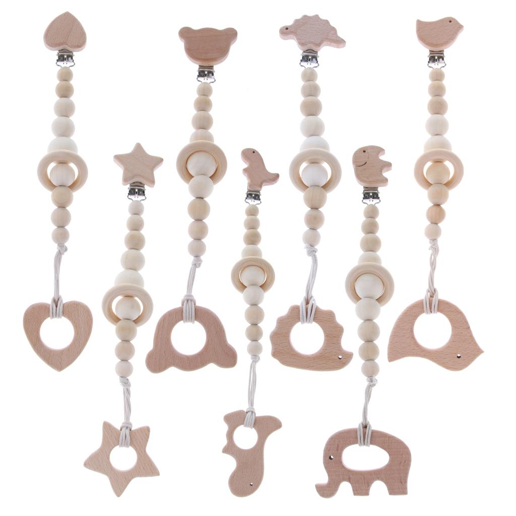 Baby Dummy Holder Pacifier Clips Soother Chains Cartoon Wooden Bead Bird