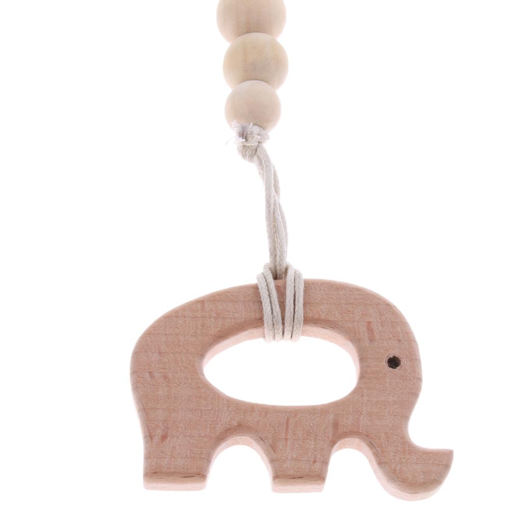 Baby Dummy Holder Pacifier Clips Soother Chains Cartoon Wooden Bead Elephant