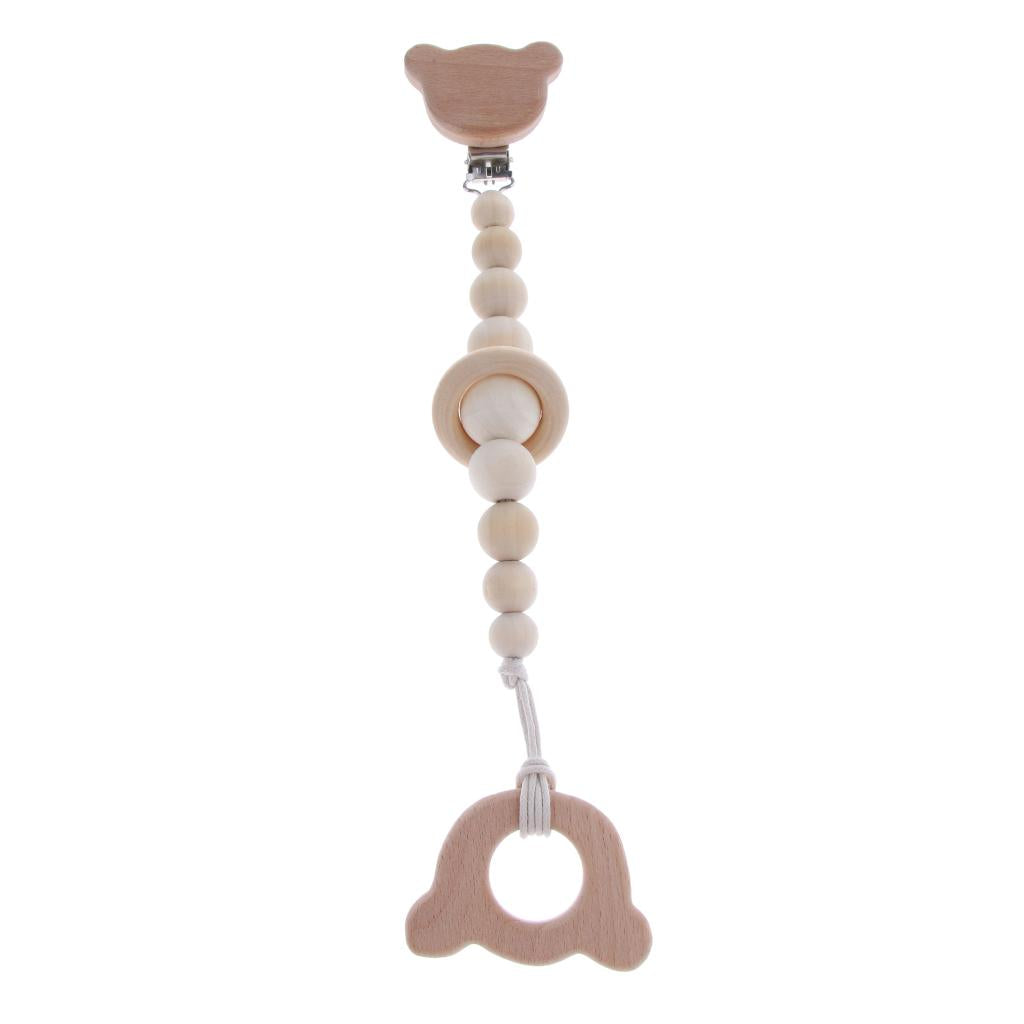 Baby Dummy Holder Pacifier Clips Soother Chains Cartoon Wooden Bead Bear