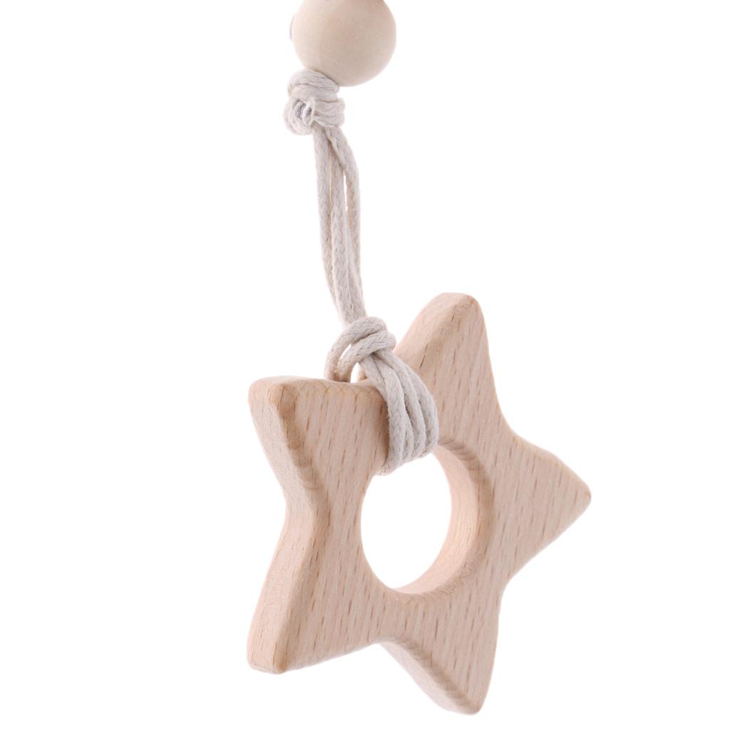 Baby Dummy Holder Pacifier Clips Soother Chains Cartoon Wooden Bead Star