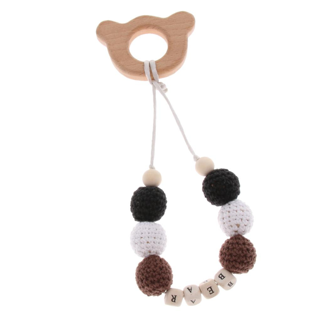 Baby Wooden Teether Animal Shape Chew Beads Teething Toys Baby Nursing Gift