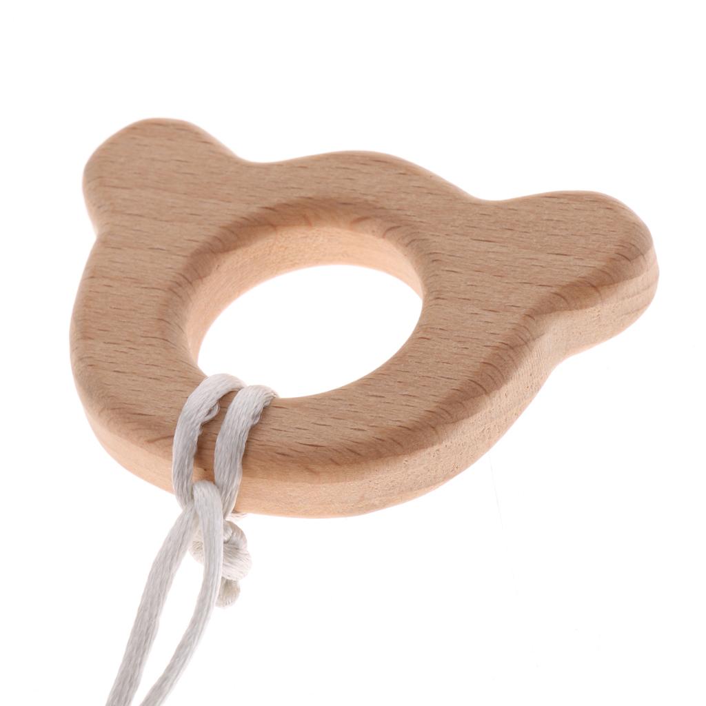 Baby Wooden Teether Animal Shape Chew Beads Teething Toys Baby Nursing Gift