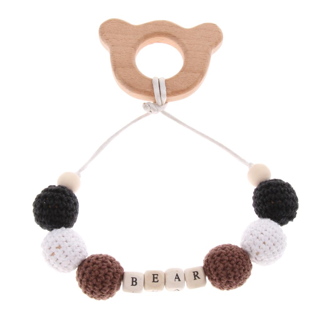 Baby Wooden Teether Animal Shape Chew Beads Teething Toys Baby Nursing Gift