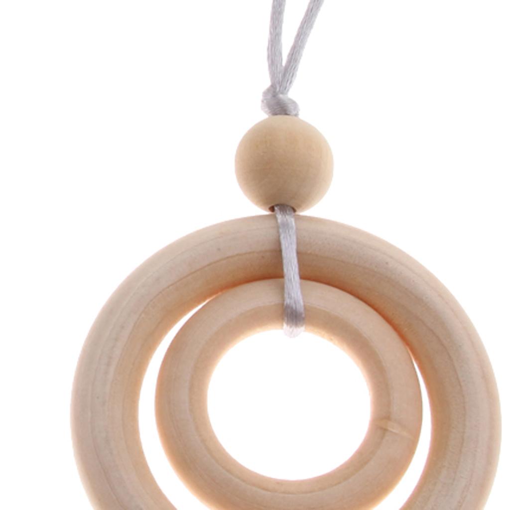 Baby Teether Necklace Wooden Pendant Wood Beads Teething Nursing Toys Ring