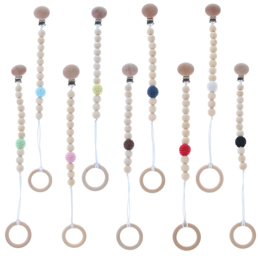 Wooden Beads Dummy Clips Holder Pacifier Clips Soother Chains Style1