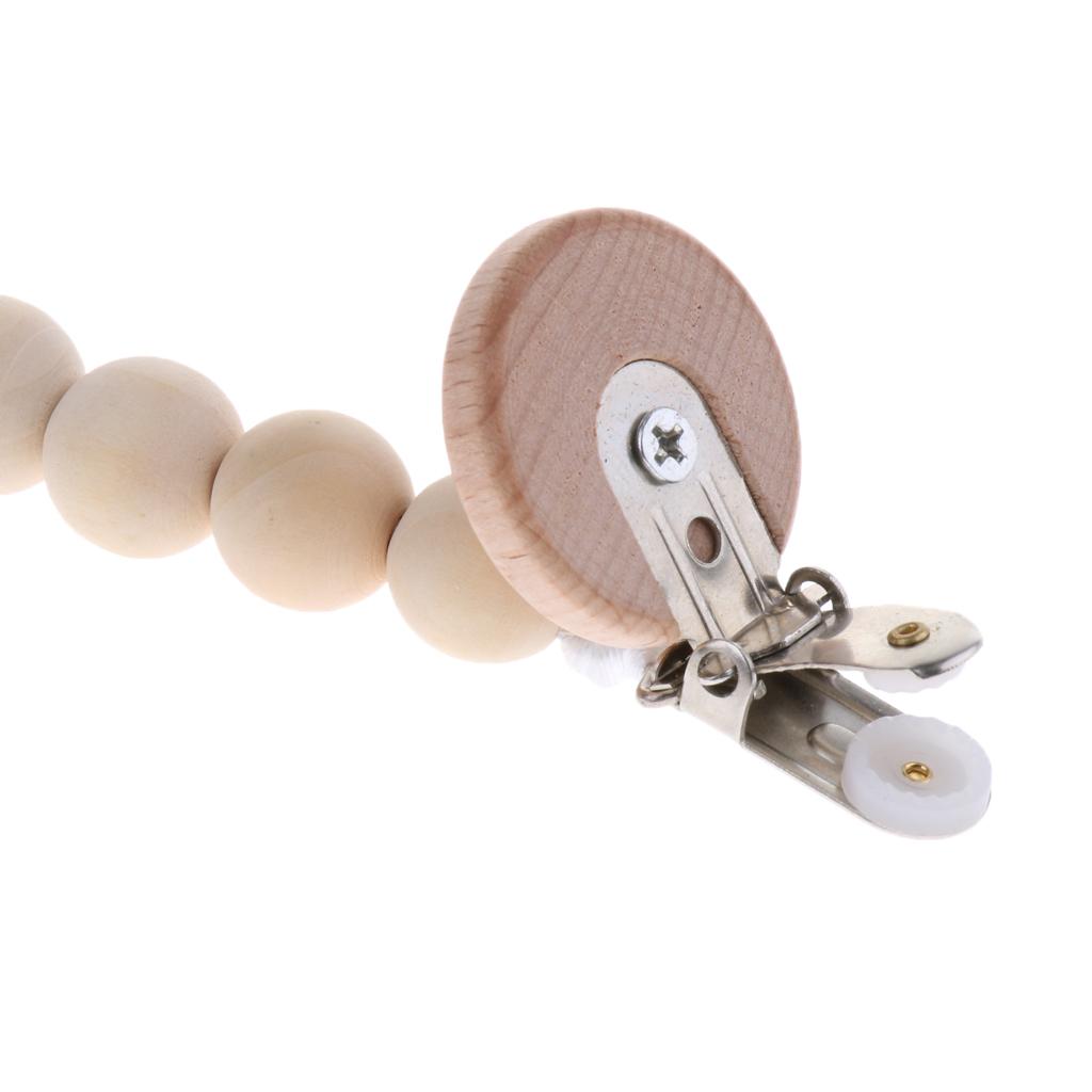 Wooden Beads Dummy Clips Holder Pacifier Clips Soother Chains Style1