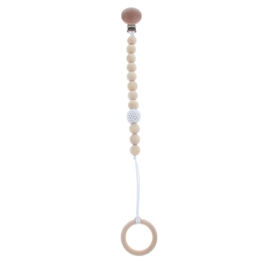 Wooden Beads Dummy Clips Holder Pacifier Clips Soother Chains Style2