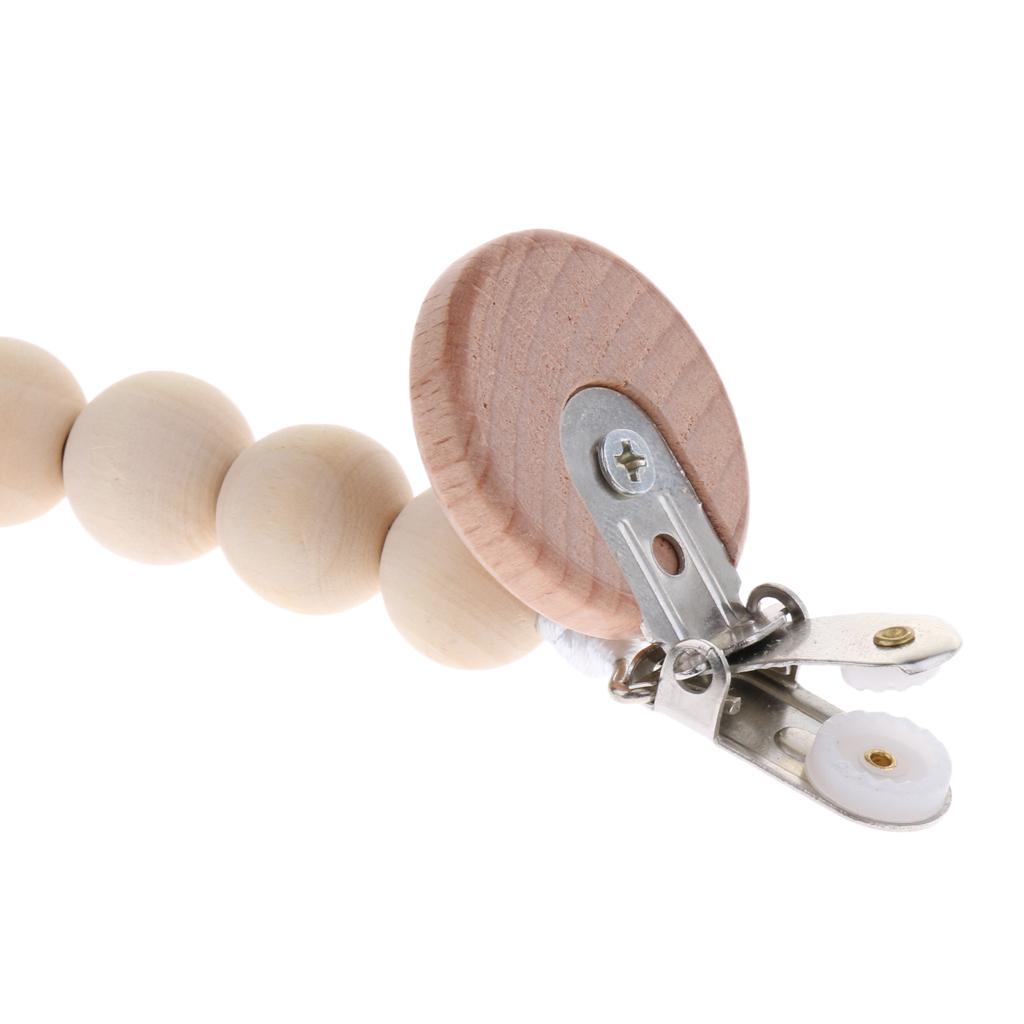 Wooden Beads Dummy Clips Holder Pacifier Clips Soother Chains Style4