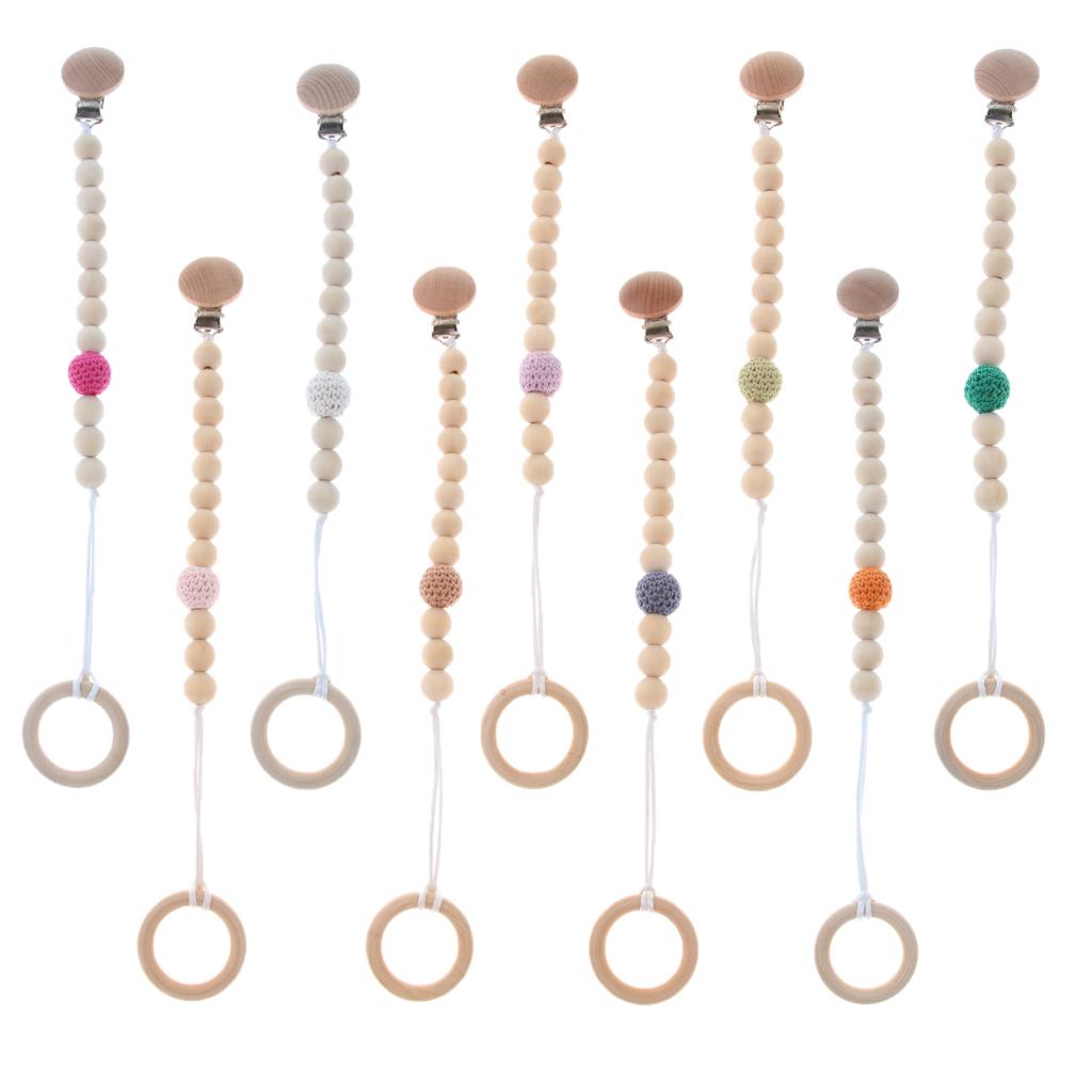 Wooden Beaded Baby Dummy Holders Pacifier Clips Soother Chains Style1