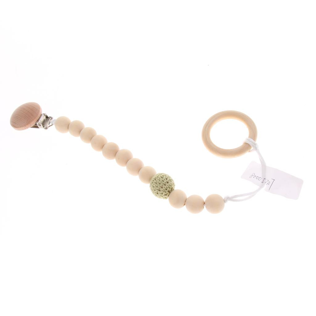 Wooden Beaded Baby Dummy Holders Pacifier Clips Soother Chains Style3