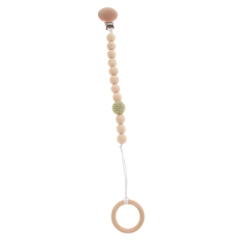 Wooden Beaded Baby Dummy Holders Pacifier Clips Soother Chains Style3